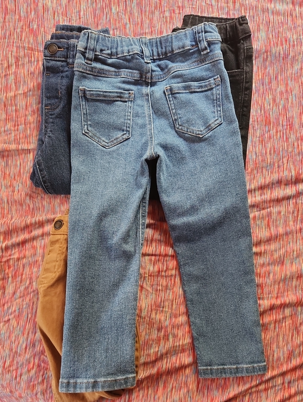 Kids Boys Elastic-Waist 4Pack - Blue Denim, Tan, Black Jeans 4T - Picture 6 of 10